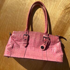 Y2K Dooney and Bourke Pink Nile Collection crocodile embossed leather bag